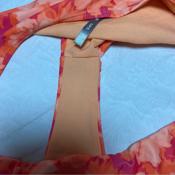 NEW Cheeky Bikini Bottoms Refuge Size Small Orange Pink Red Floral Low Rise Hip - Picture 7 of 9